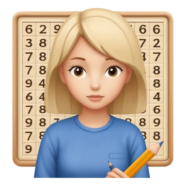 Girl Sudoku Problem-Solving on the new paper, back side view. sticker