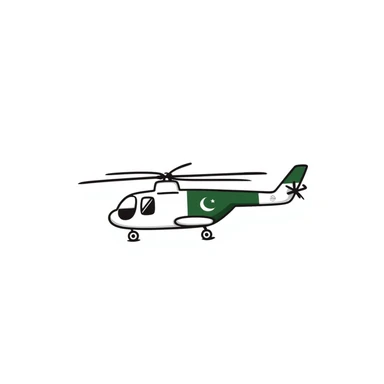 Hand-drawn Pakistani military helicopter with Pakistan flag markings sticker