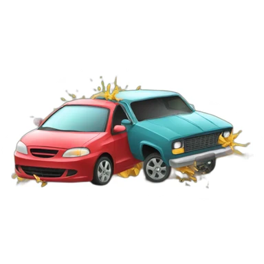 a car crashing into another car sticker