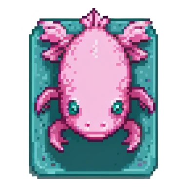 pink Minecraft axolotl, authentic blocky style and proportions, pixel art sticker