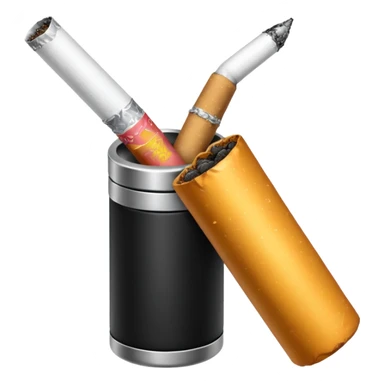 Minimalistic cigarette emoji, metallic black and white sticker