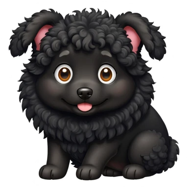 Black curly dog sticker