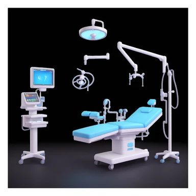 surgery 3D style, modern operating room, surgeons in scrubs, high-tech equipment, no visible wounds sticker
