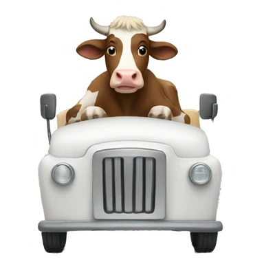 cow is driving sticker