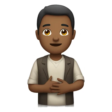 a man holding his right hand on his heart, left hand is down sticker