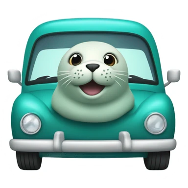 teal seal sitting inside teal car sticker