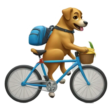 A dog is riding a bicycle and wearing a backpack. sticker