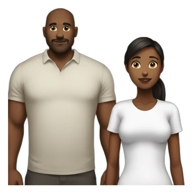 Big man with blackhear skinny girl with brownhear sticker