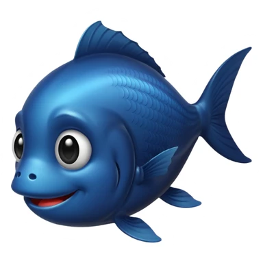black fish with a smiling face sticker