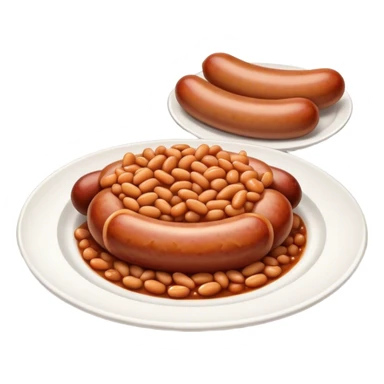 Sausage with baked beans on one plate sticker