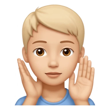 Hand touching ear sticker