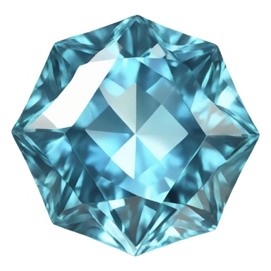 Topaz gemstone emoji in a classic diamond shape, no background. Detailed facets, vibrant sky-blue tones, and shimmering highlights for a clean, elegant, 3D look. sticker