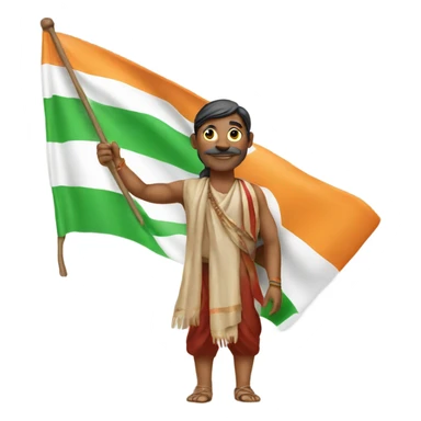 Indian man holding Indian flag sticker