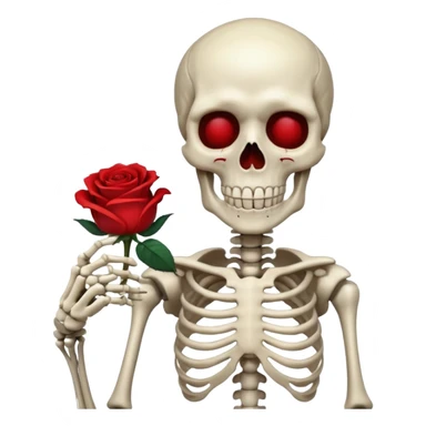Skelton holding rose in hand  sticker