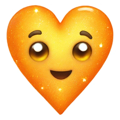 orange heart with sparkles  sticker