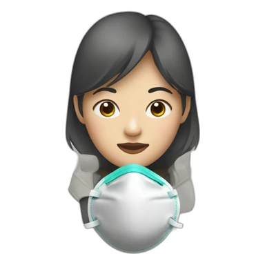 Asian woman with N95 Respirator sticker