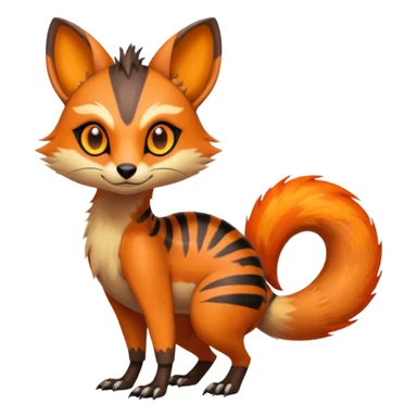 Fiery Wicked Cool Hot Edgy Genet-Numbat-Sergal-Meloetta-Vernid-fusion-hybrid-creature sticker