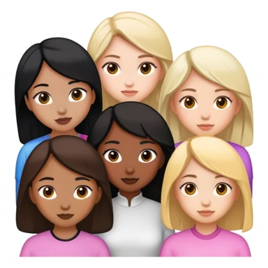 5 girls 2 black 1 mixed 1 Chinese other 2 are white sticker