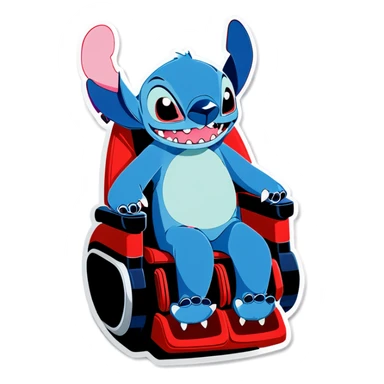 Stitch in a massage chair  sticker