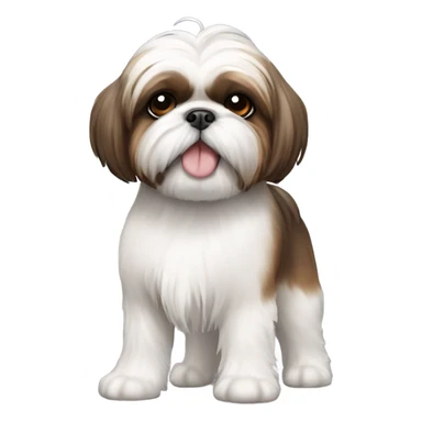 white and brown shih tzu full body no tongue out sticker