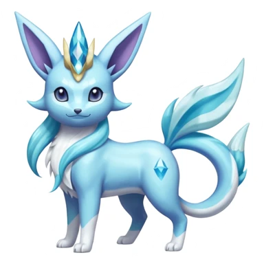 Magical pastel divine royal wealthy realistic beautiful pretty shiny glittery Suicune-Glaceon-Vaporeon-Primarina-Amaura-Pokémon-Fakémon-fusion, full body sticker