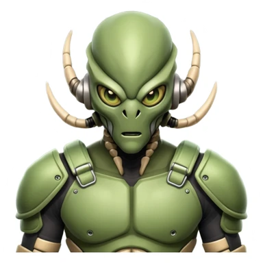 insectoid alien MMA fighter portrait, head and shoulders only, armored exoskeleton skin, sharp eyes, combat gloves, aggressive stance, 3D cartoon, mobile game icon style, clean background, no text, no watermark
 sticker