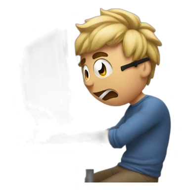 James gets mad and breaks his computer sticker