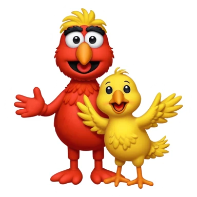 Elmo behind big bird bent over sticker