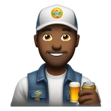 man in cap holding a can of beer sticker