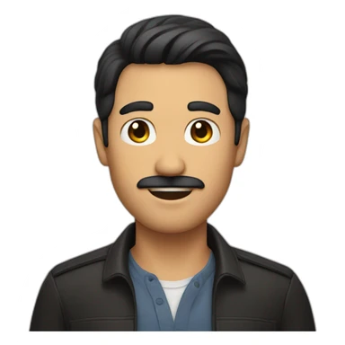 Man with a short mustache and black hair raising his hand straight sticker