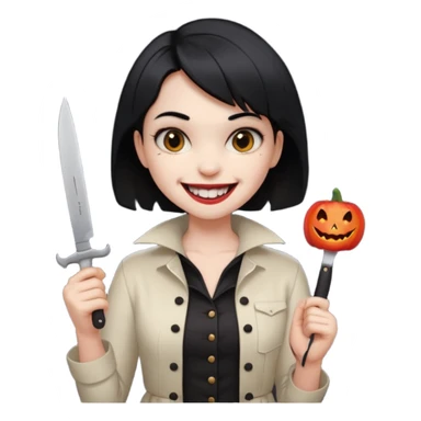 a girl classic smiley with a nife on the bach and vampire theet sticker