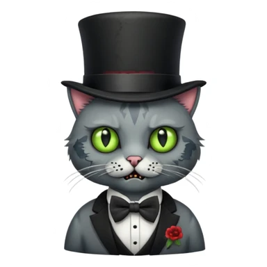 zombie cat with bow tie and top hat sticker