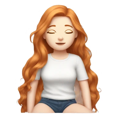Aesthetic Ginger girl straight thick hair relaxing sticker