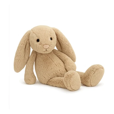beige Jellycat Bashful Bunny plush, lying down with floppy ears, gentle expression sticker