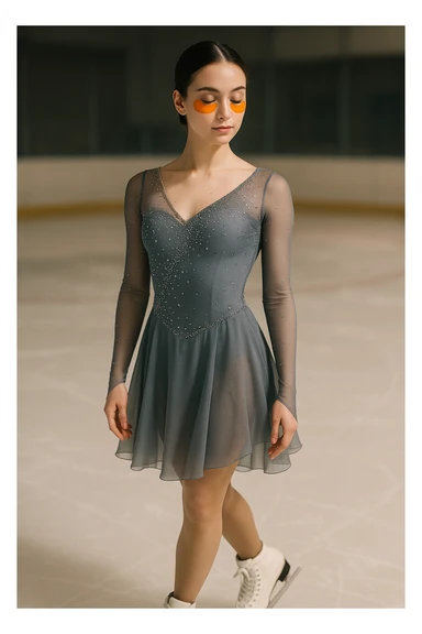 A figure skater girl with orange eye patches under her eyes sticker