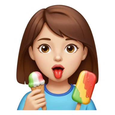 Brown hair Girl licks popsicle  sticker