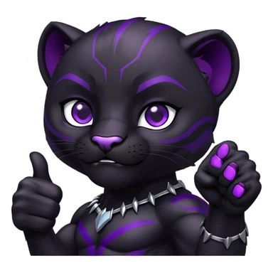 black panther with purple eyes, thumbs up sticker