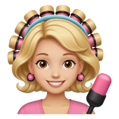 girl with hair roller sticker