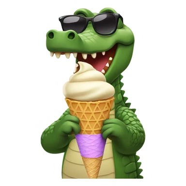 Crocodile wearing sunglasses is eating ice cream  sticker