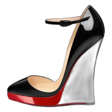 One WEDGE heel LOUBOUTIN black PATENT sticker