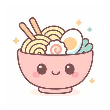 bowl of ramen, cute kawaii style sticker