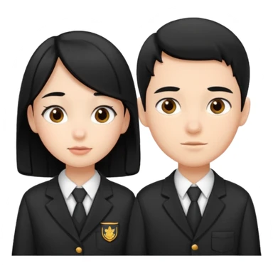 students in school uniforms girl and boy black hair sticker