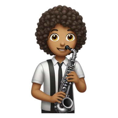 Dark, curly wavy haired 17 year old playing the clarinet sticker