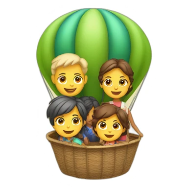 family of four in a hot air balloon sticker