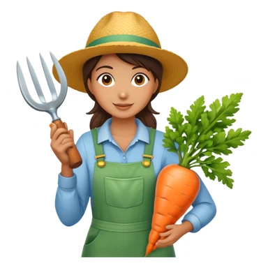 Female gardener with trophy and giant carrot sticker