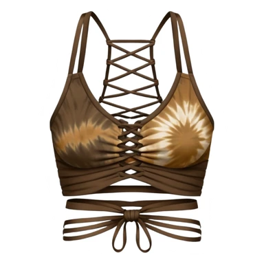 Tight weaved clothing crop top strappy in the front tie dye dark earth tones sticker