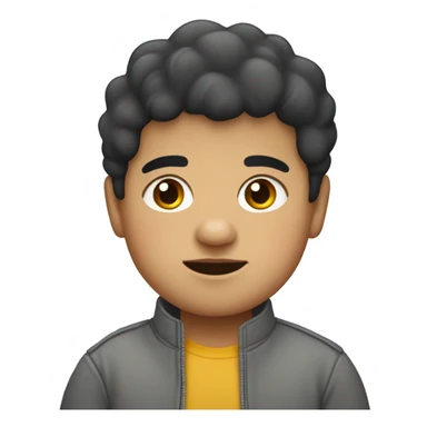 a fat hispanic kid with short black urly hair wearing a grey jacket sticker