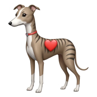 brindle stripes grey whippet heart sticker