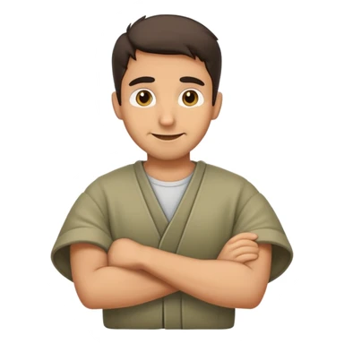 Smiling and hesitant man who shrugs his shoulders sticker