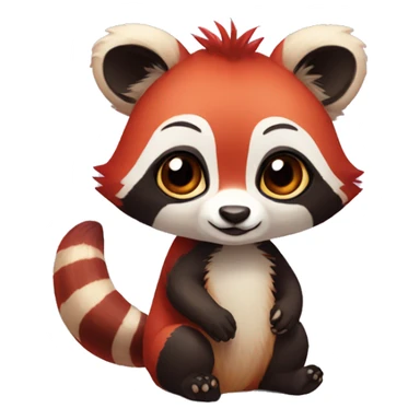 Cute red raccoon-panda-lemur-hybrid full body sticker